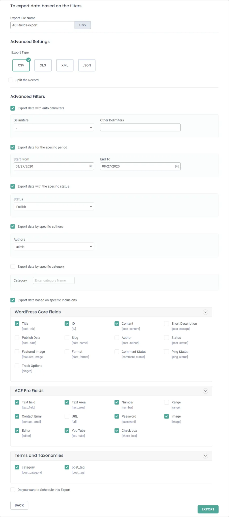 wp ultimate csv importer export data as csv