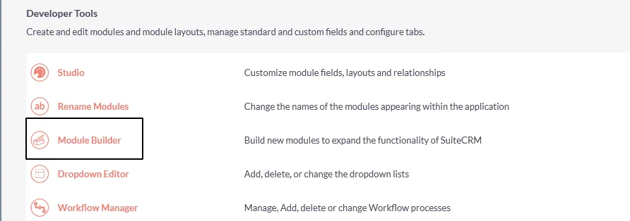 Module buider SuiteCRM