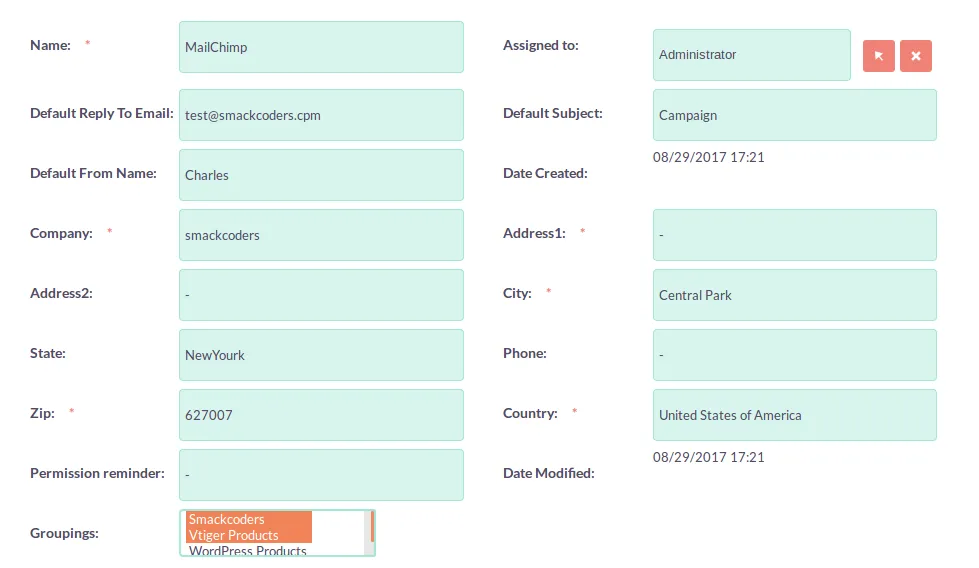 Suitecrm Mailchimp Assign Groups