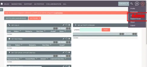 admin page SuiteCRM migration Guide