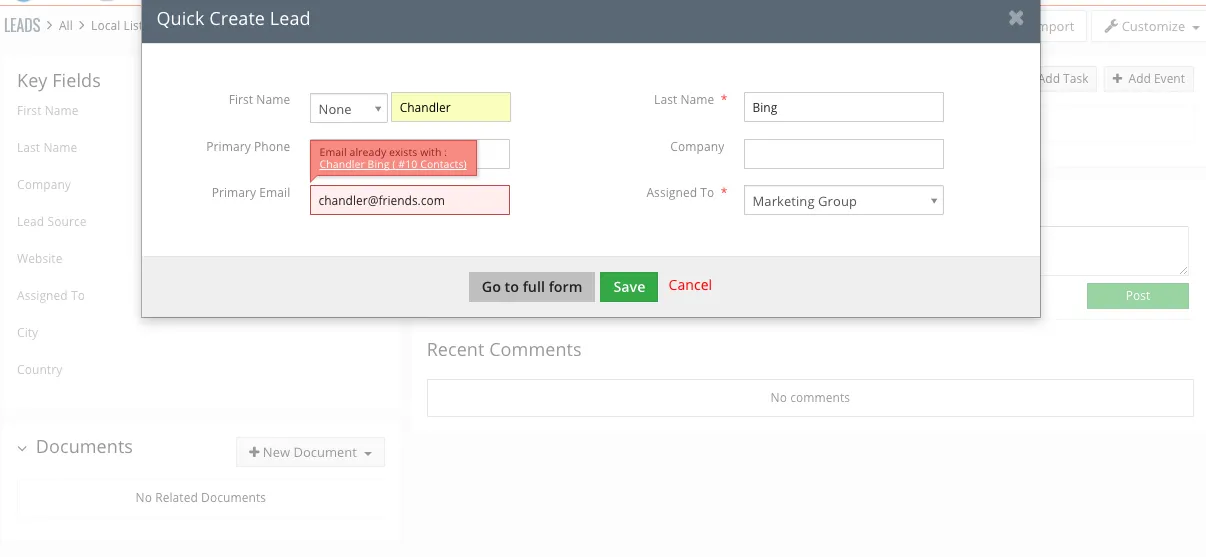 duplicate check cross modules