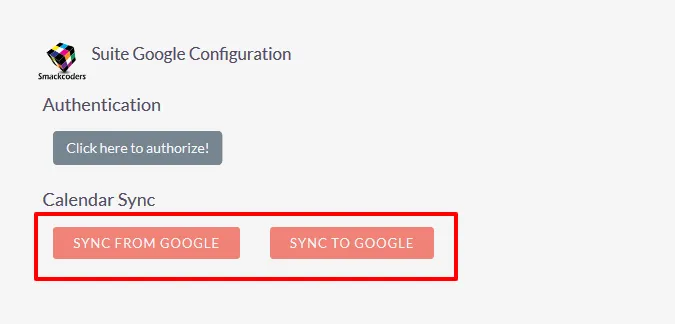 suitecrm google calendar manual sync