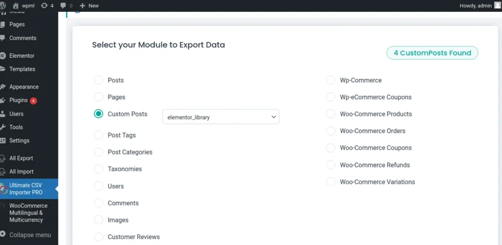 Elementor template library