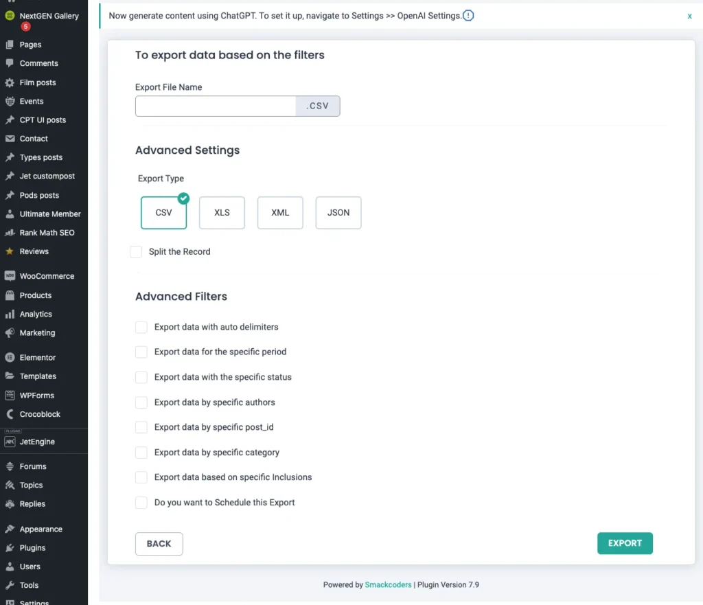 Export-Posts-Advanced-Filter-setting-and-Run-Export