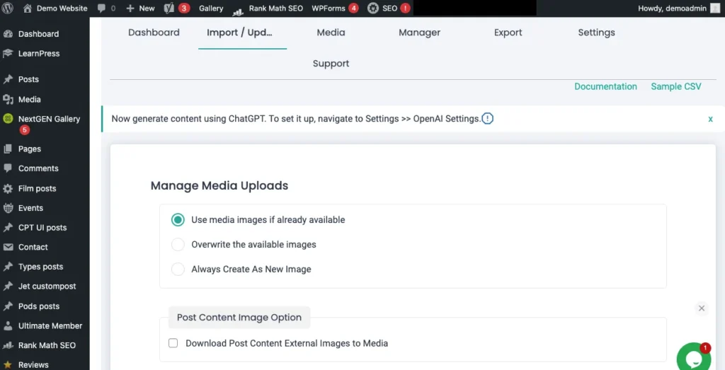 Import-Posts-Manage-media-uploads