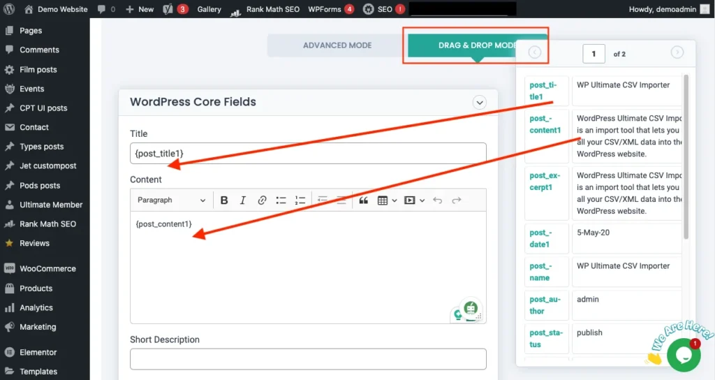 Import-posts-Mapping-drag-and-drop-mode