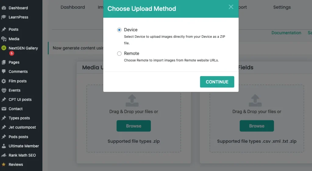 Media-Import-Choose-upload-Method