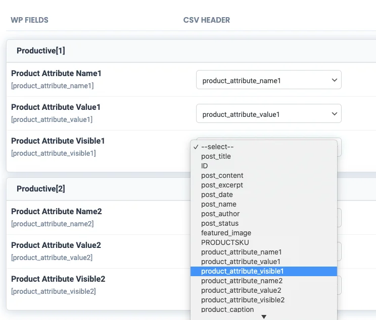 WooCommerce-Variation-Single-CSV-Map-Product-attribute