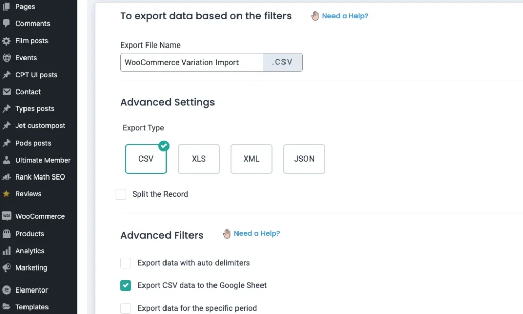 woocommerce-variation-export-configuration