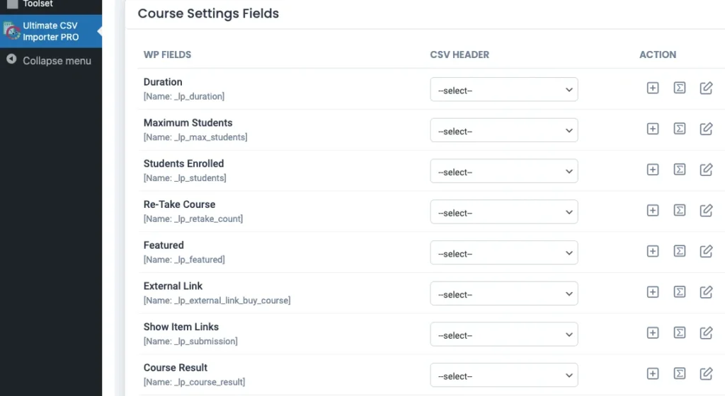 LearnPress-Data-Import-Map-Course-settings-field