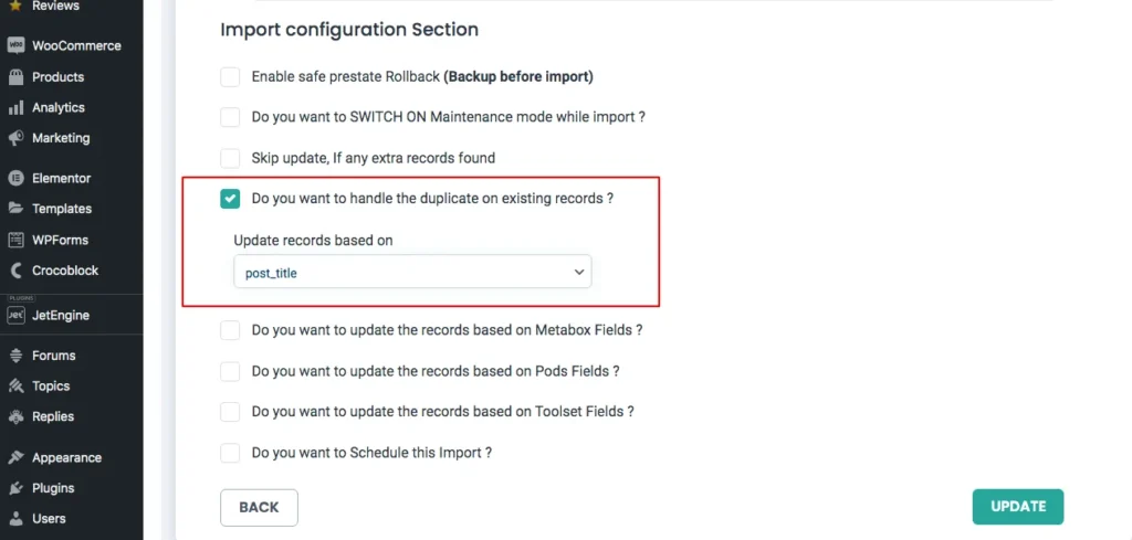 importupdate-configuration-settings-for-data-update