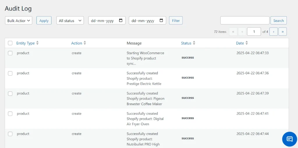 woocommerce-to-shopify-integration-audit-page