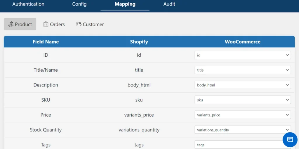 woocommerce-to-shopify-mapping-section