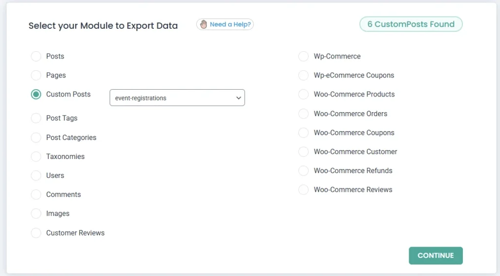 choose-module-with-acpt-fields-to-export