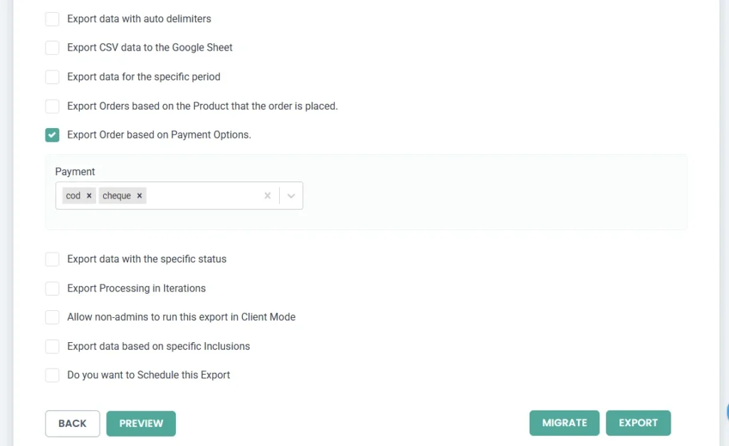 export-orders-based-on-payment-options