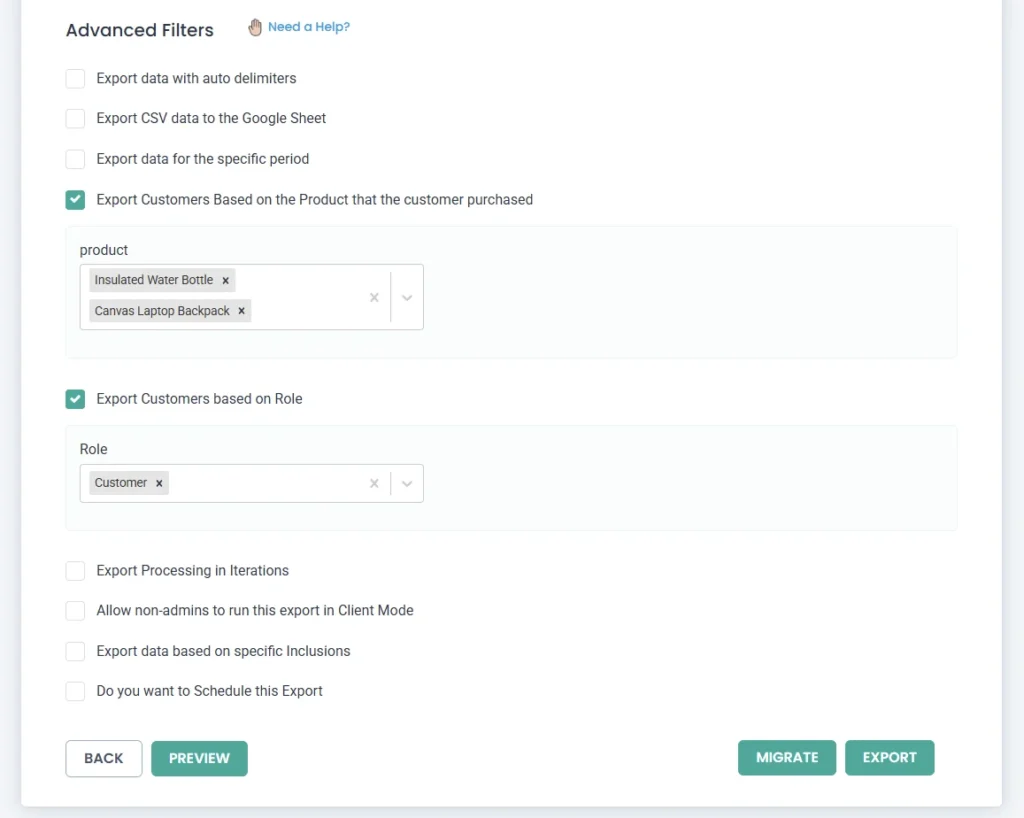 users-export-filters