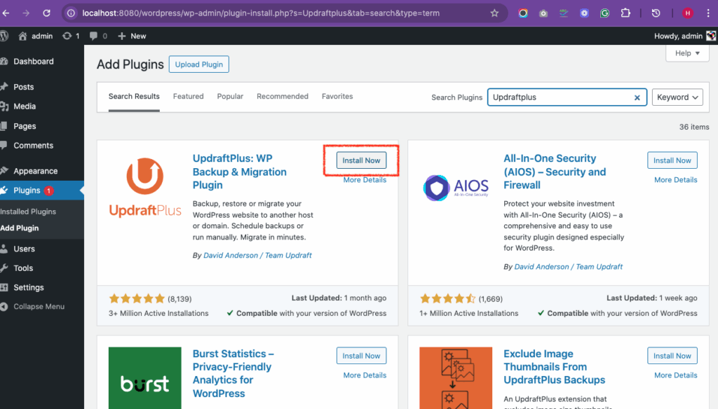 Steps to launch WordPress- Install plugin