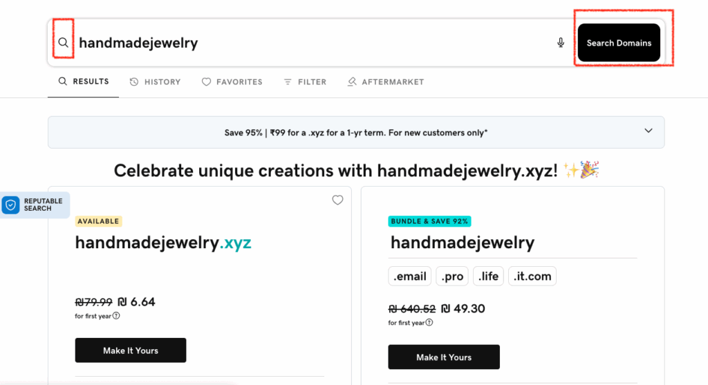 Steps to launch WordPress site - Search for domain names