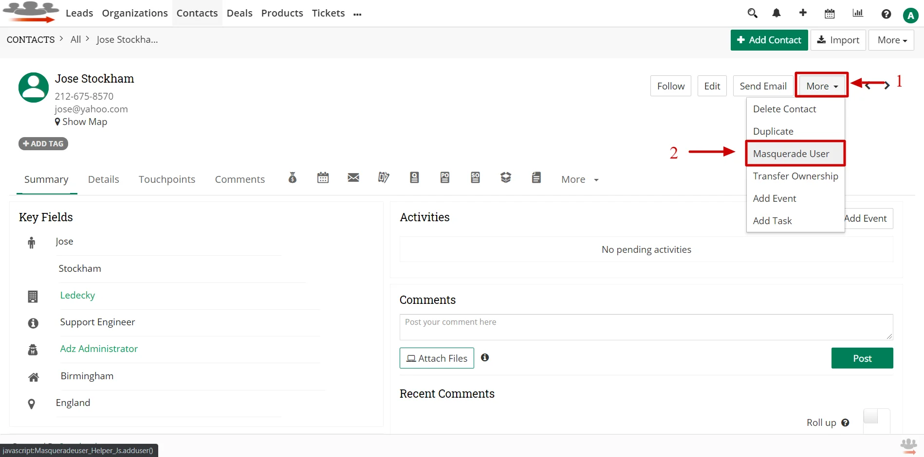 joforce-masquerade-user-plus-contact-detail-view