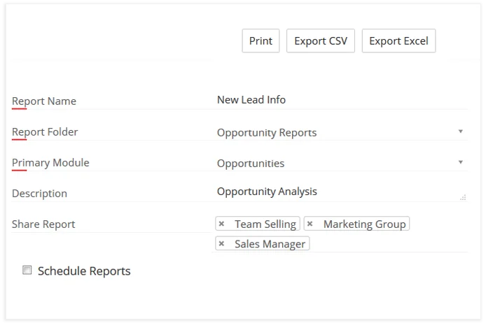 CRM Reports 3 report sharing and
