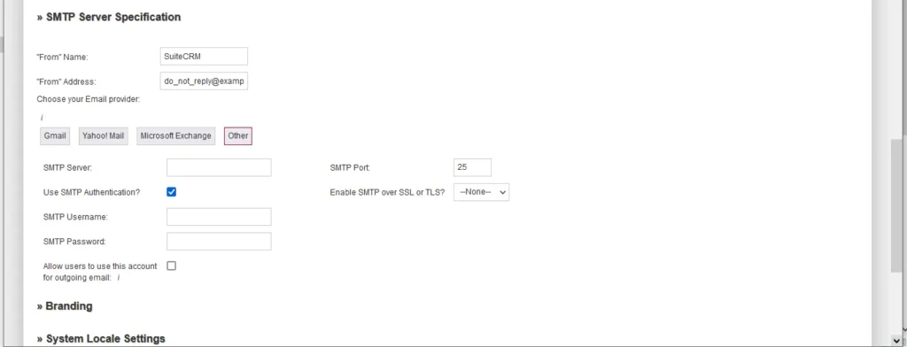 SuiteCRM Installation Guide 6 SMTP