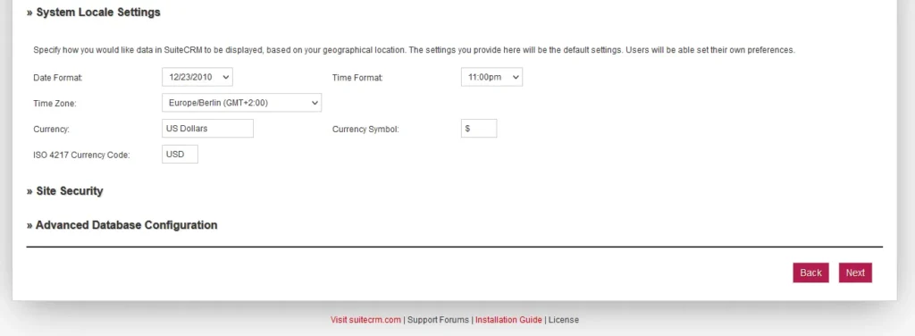 SuiteCRM Installation Guide 8 System-locale