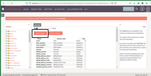 SuiteCRM Installation Guide 18 add-field-SuiteCRM