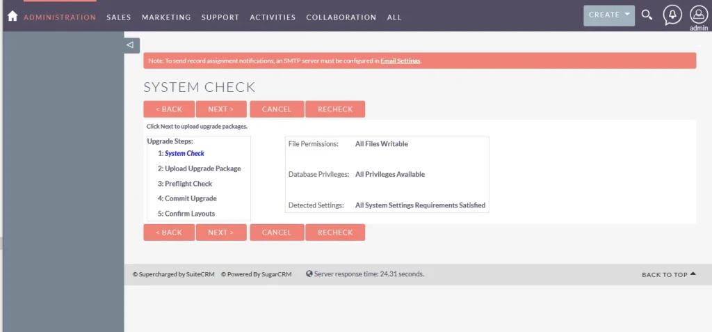 SuiteCRM Installation Guide 28 system-check