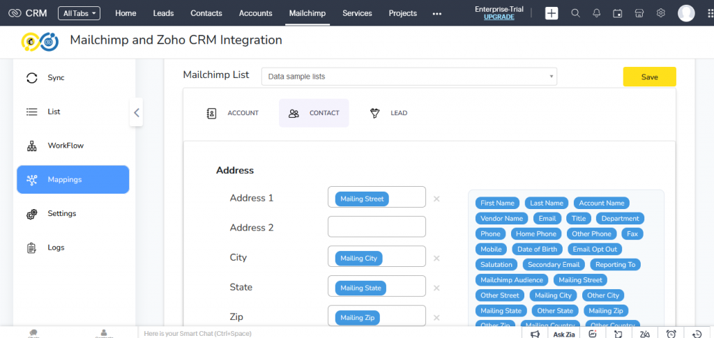 Zoho Mailchimp- Mapping