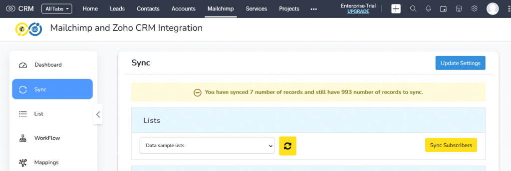 Zoho Mailchimp- Sync subscribers