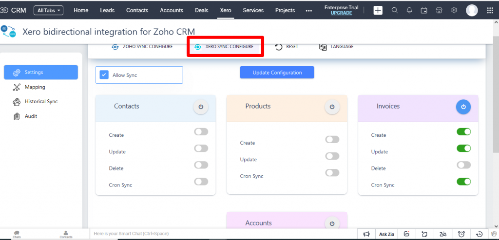 Zoho Xero- Xero sync configuration