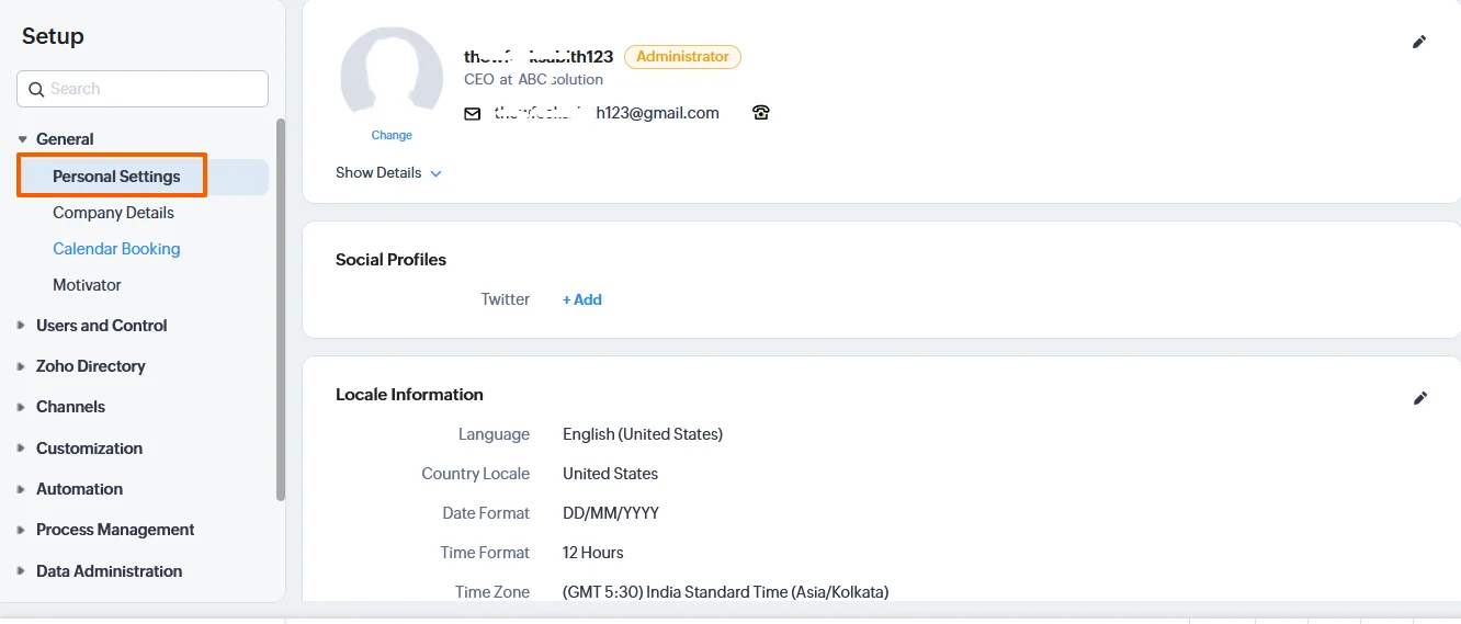 Zoho-Admin-Guide-Personal-Settings