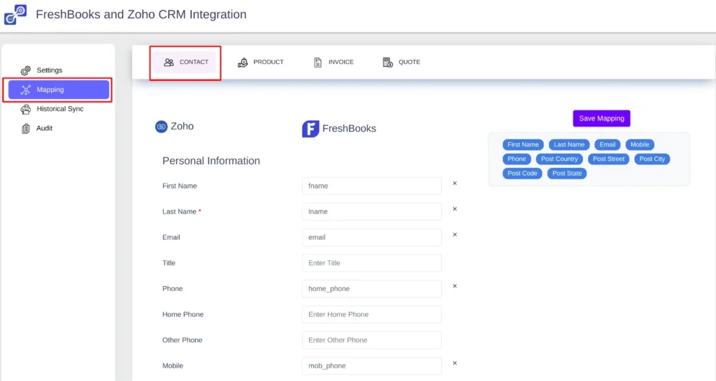 Zoho CRM FreshBooks Integration 3 FreshBooks and Zoho CRM integration Mapping