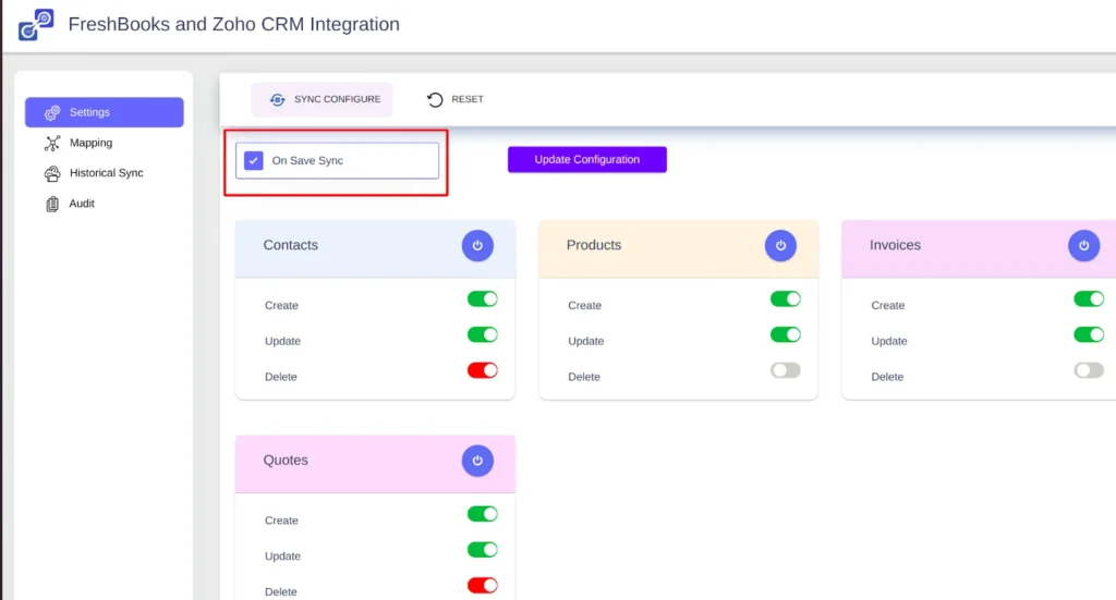Zoho CRM FreshBooks Integration 4 Freshbooks and Zoho CRM integration Onsave sync 1