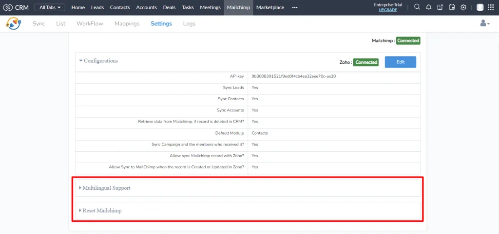 Sync your data quickly using Zoho Mailchimp Extension 4 Other setting