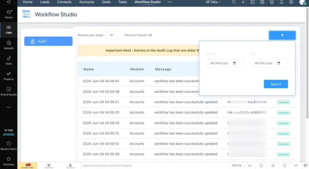 Workflow Field Updates 7 Audit Log