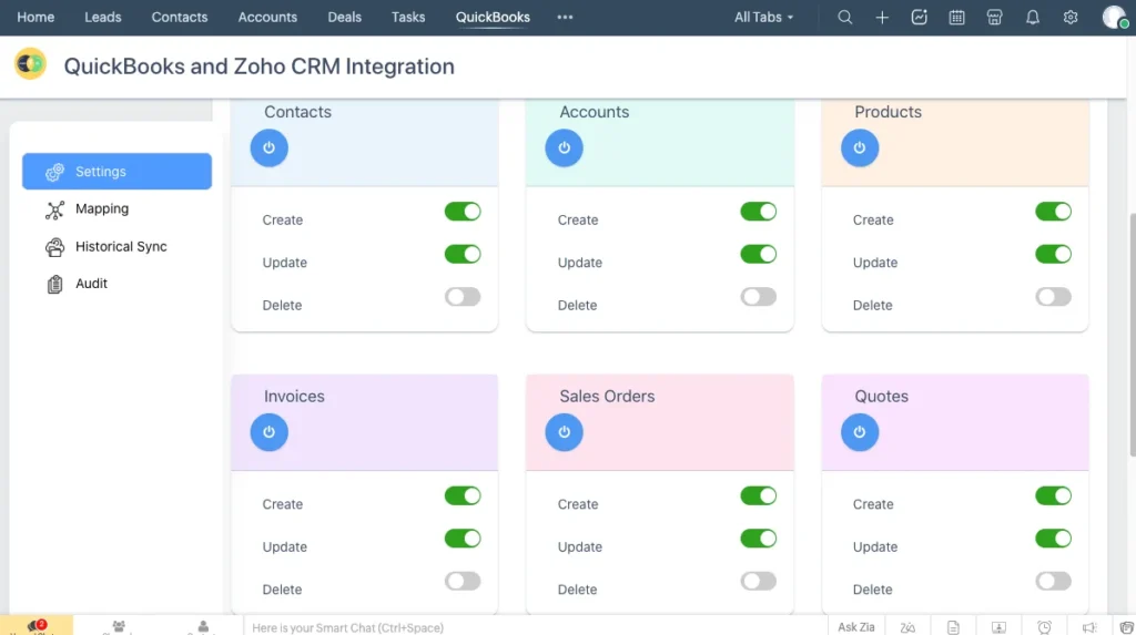Zoho QuickBooks Extension 1 Zoho QB Zoho Sync configuration