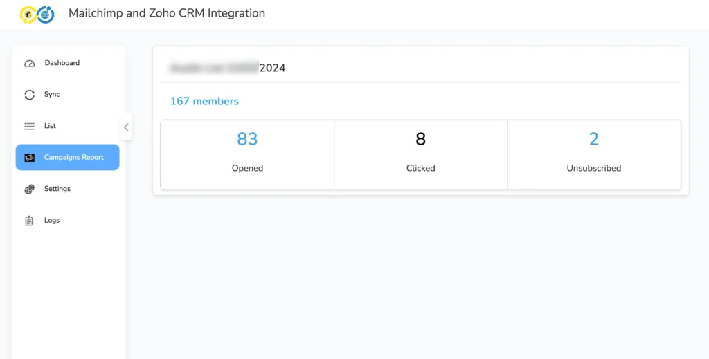 Zoho Mailchimp Extension 12 Campaign reports members who recived 1