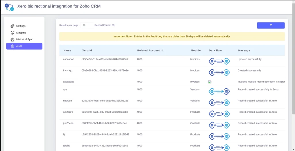 Xero Zoho CRM Integration: Getting Started 6 Zoho Xero Audit