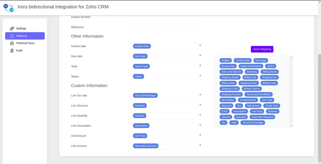 Xero Zoho CRM Integration: Getting Started 3 Zoho-crm-Xero-Mapping