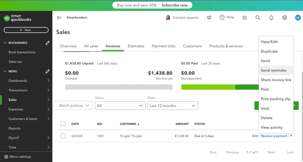 How to Automate Your Finances with QuickBooks 5 Add a payment link 1