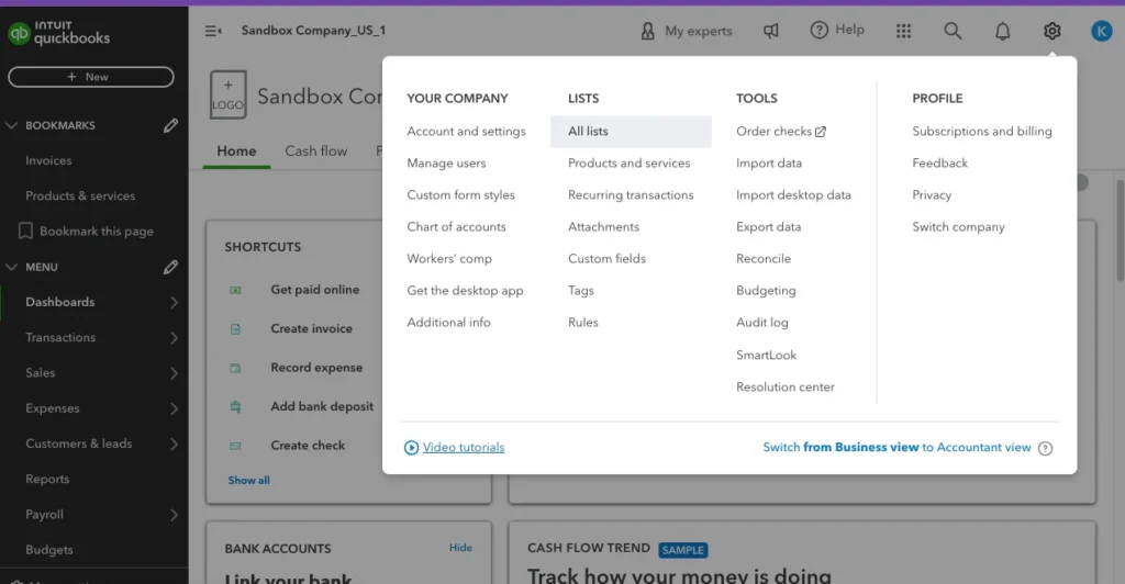 Advanced Reporting Techniques in QuickBooks 5 Advanced reporting All lists classes and locations e1722922111967