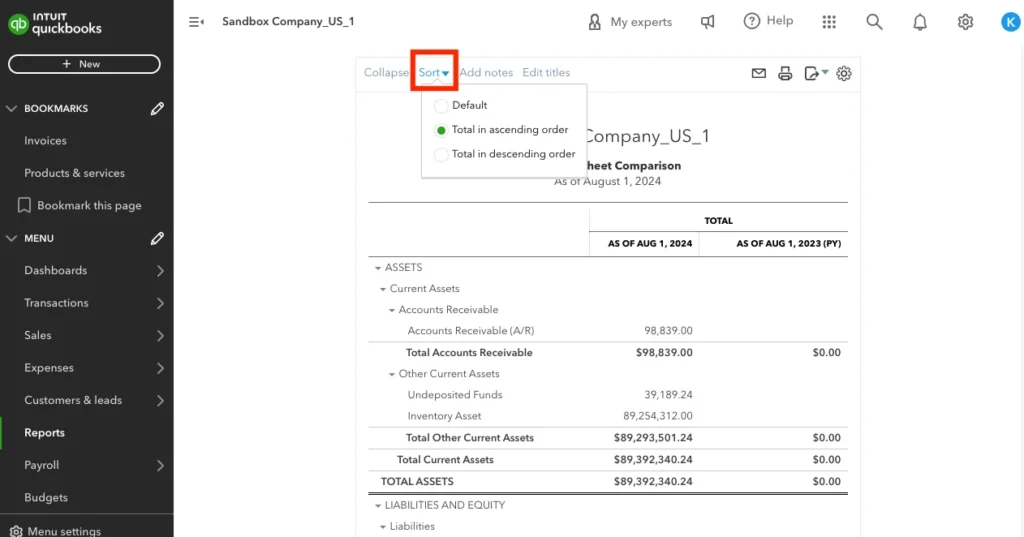 Advanced Reporting Techniques in QuickBooks 4 Advanced reporting Sorting