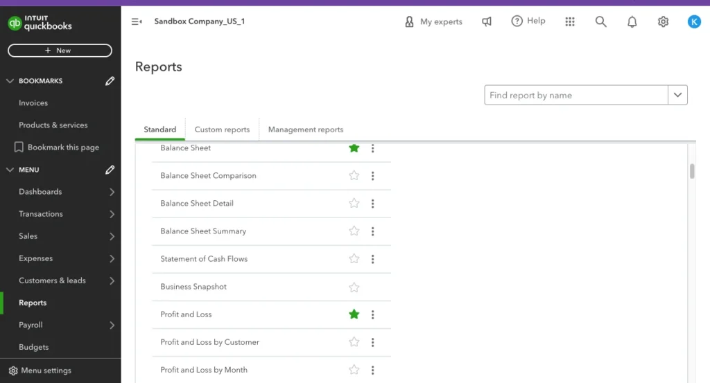 Advanced Reporting Techniques in QuickBooks 2 Basic Report types