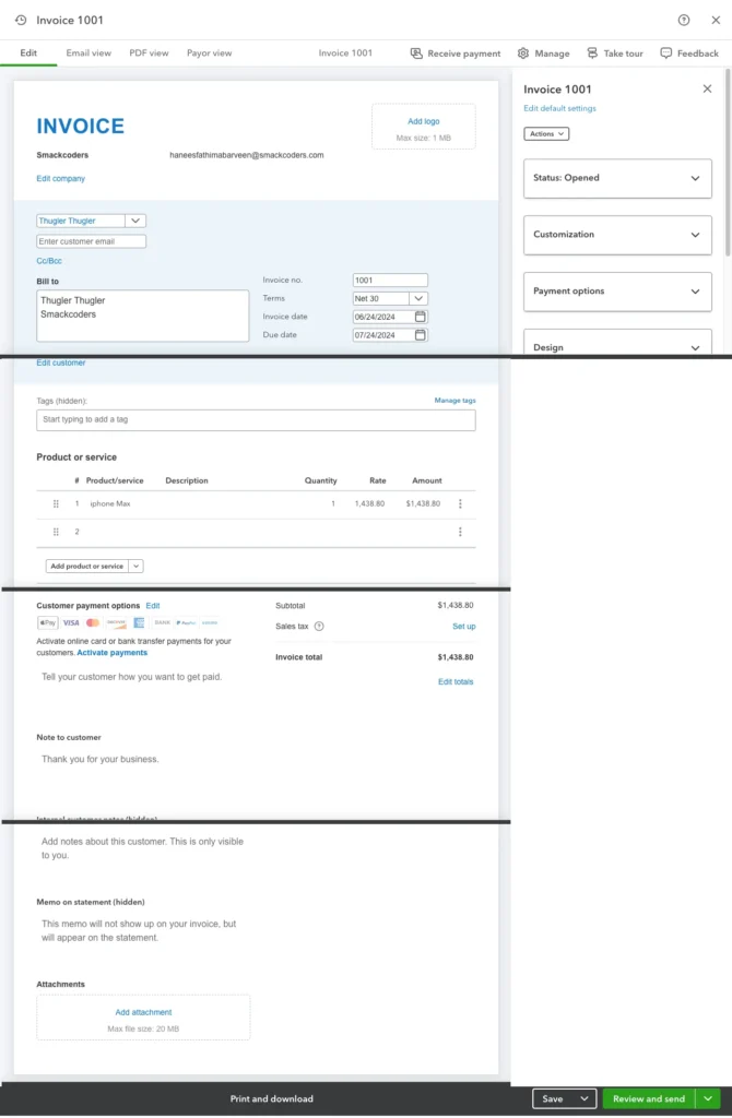 How to Customize Invoices in QuickBooks 2 Customize invoice Invoice Overview