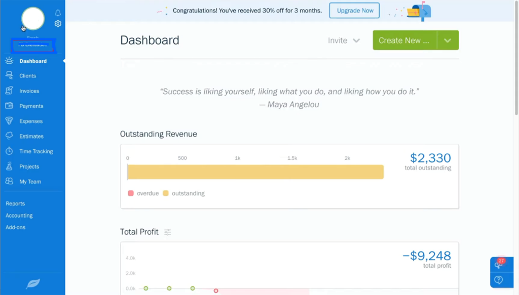 Streamlining Client Management with FreshBooks 3 FreshBooks-Dashboard-overview