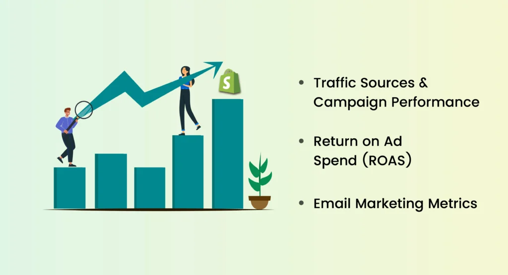 Using Shopify Analytics to Grow Your Business 4 Image showing marketing performance metrics in Shopify
