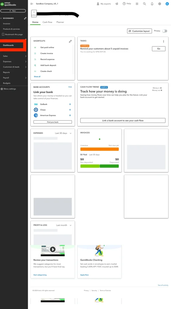 Advanced Reporting Techniques in QuickBooks 7 QuickBooks DashBoard