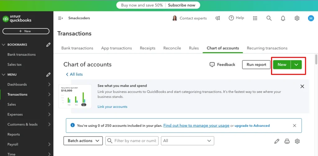 Top 10 QuickBooks Tips and Tricks for Small Businesses 3 QuickBooks tips Create new chart of account