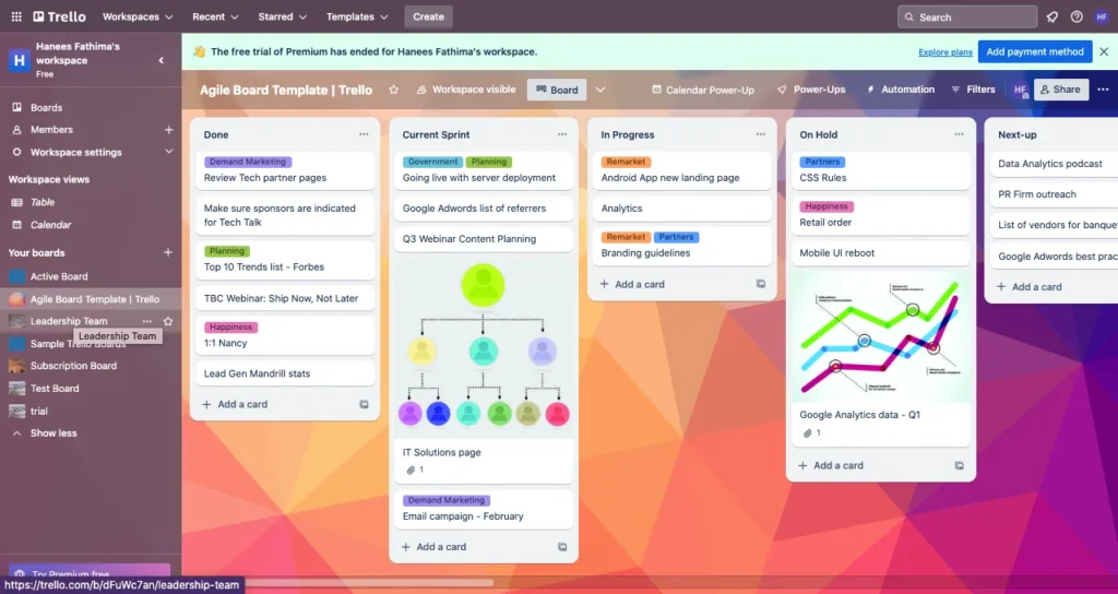 How to Use Trello for Agile Project Management 4 Trello Agile Board template Column setup example